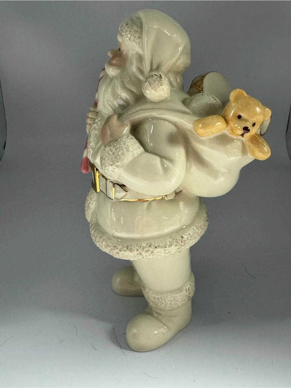 Ivory Santa Figurine with Pink Candy Cane by Lenox
